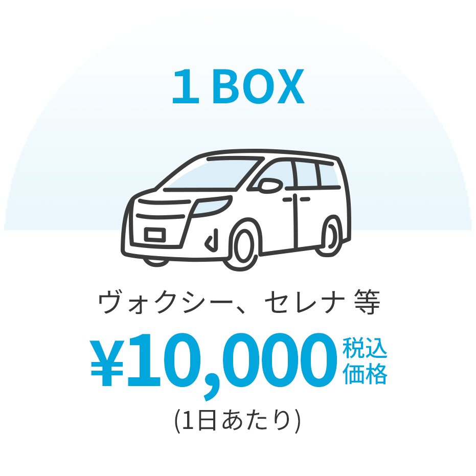 １BOX ヴォクシー、セレナ 等 ¥10,000 税込価格(1日あたり)