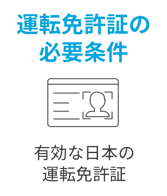 運転免許証の必要条件 有効な日本の運転免許証